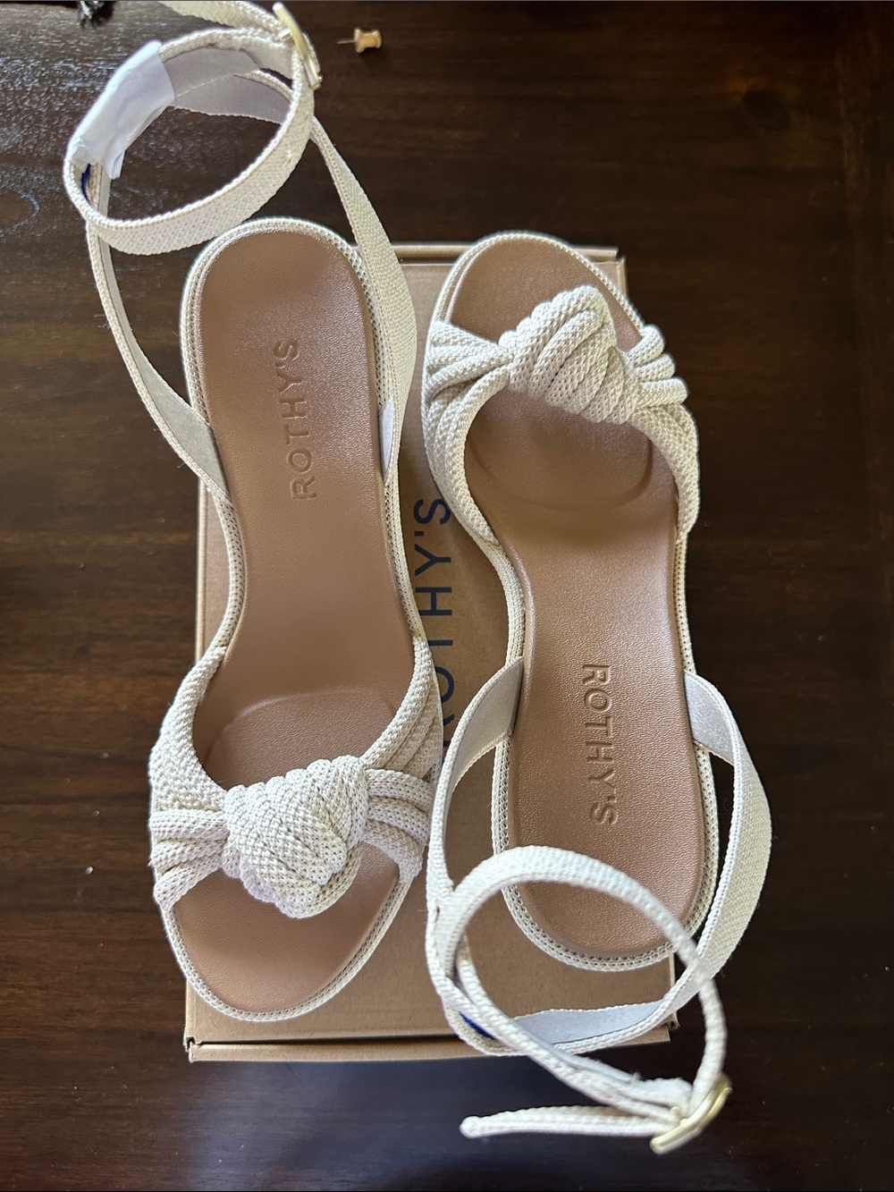 Rothy's Cream Knotted Ankle-Strap Sandals